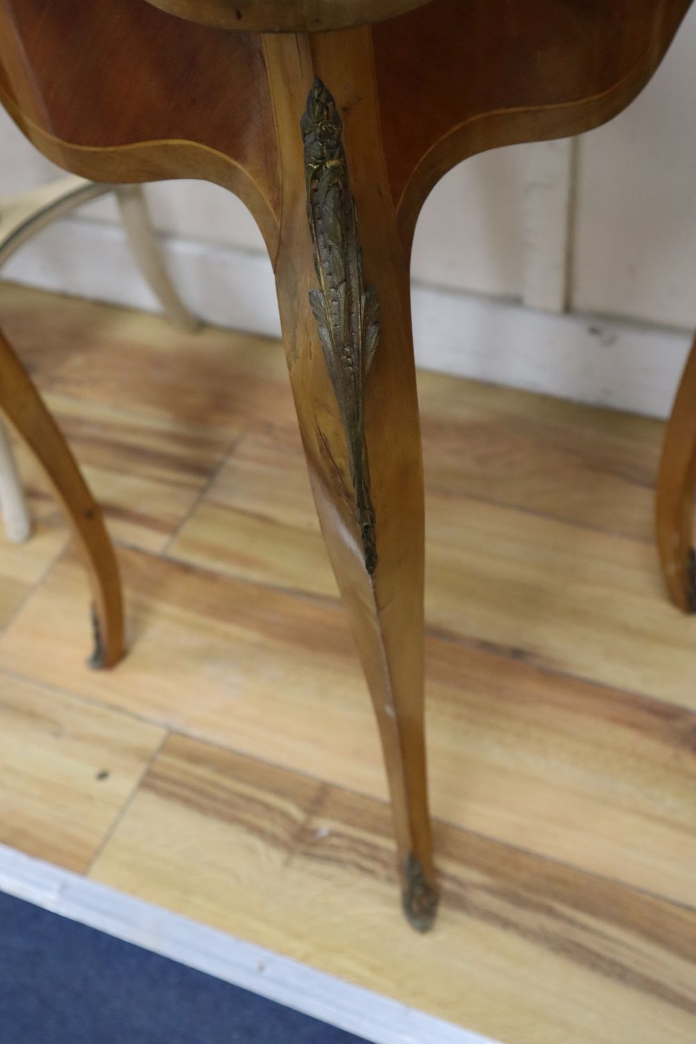 A French gilt metal mounted occasional table, width 45cm